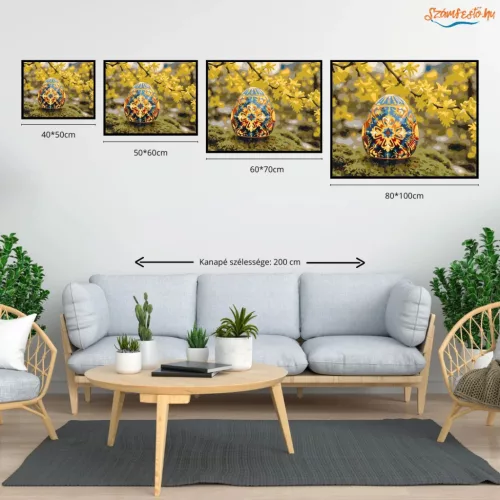 Aranyvesszős hímes tojás - számfestő készlet - Számfestő.hu - 40×50cm - Keret nélkül