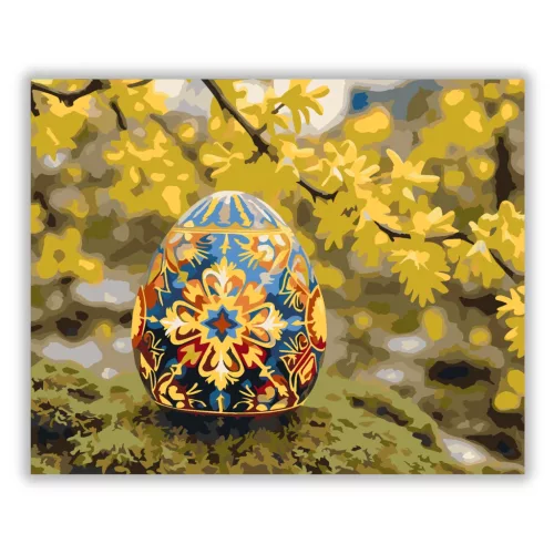 Aranyvesszős hímes tojás - számfestő készlet - Számfestő.hu - 40×50cm - Keretre feszítve