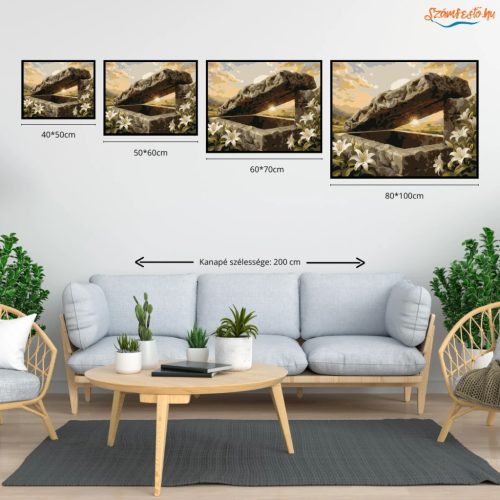 Reményteli üres sziklasír - számfestő készlet - Számfestő.hu - 40×50cm - Keret nélkül