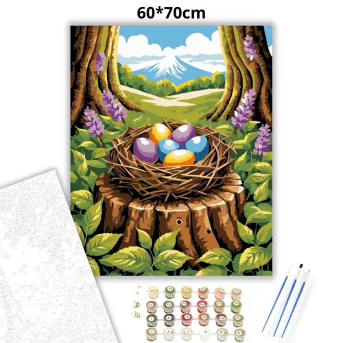 Tavaszi színes tojások - számfestő készlet - Számfestő.hu - 60×70cm - Keret nélkül