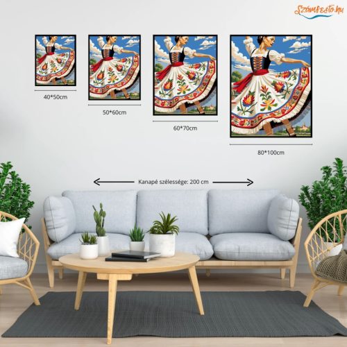 Népies viselet - számfestő készlet - Számfestő.hu - 40×50cm - Keret nélkül