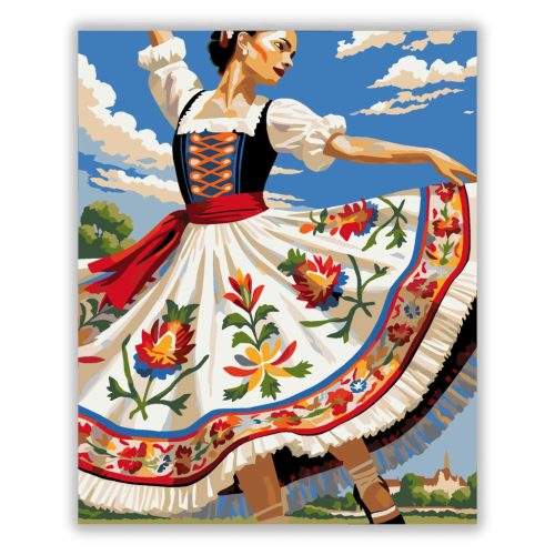 Népies viselet - számfestő készlet - Számfestő.hu - 40×50cm - Keret nélkül