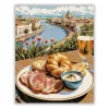 Dunai húsvéti reggeli - számfestő készlet - Számfestő.hu - 50×60cm - Keretre feszítve