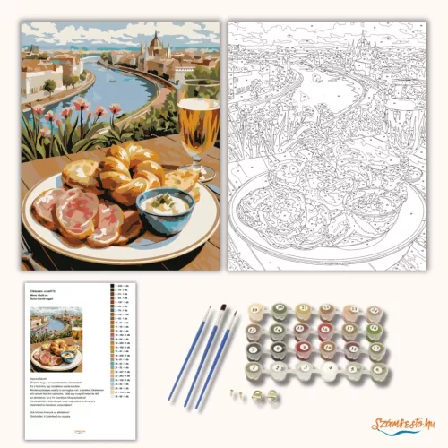 Dunai húsvéti reggeli - számfestő készlet - Számfestő.hu - 60×70cm - Keret nélkül