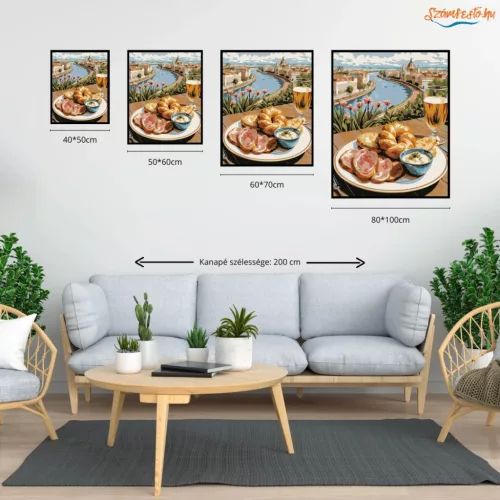 Dunai húsvéti reggeli - számfestő készlet - Számfestő.hu - 40×50cm - Keret nélkül