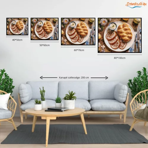 Otthonos húsvéti kalács - számfestő készlet - Számfestő.hu - 80×100cm - Keretre feszítve