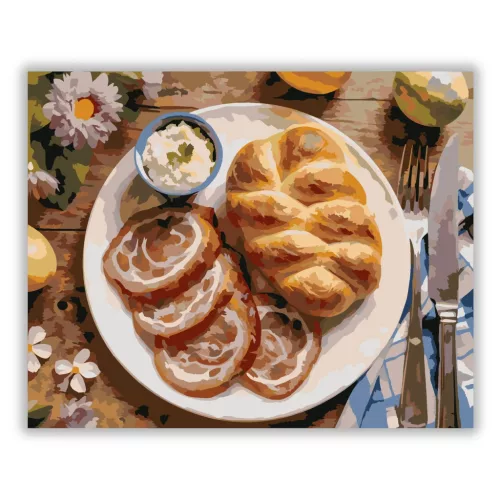 Otthonos húsvéti kalács - számfestő készlet - Számfestő.hu - 80×100cm - Keretre feszítve