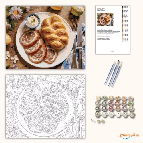 Otthonos húsvéti kalács - számfestő készlet - Számfestő.hu - 40×50cm - Keretre feszítve