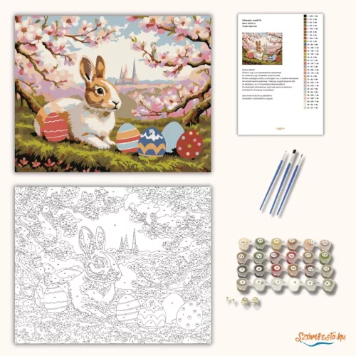 Virágzó ágak alatt - számfestő készlet - Számfestő.hu - 50×60cm - Keretre feszítve