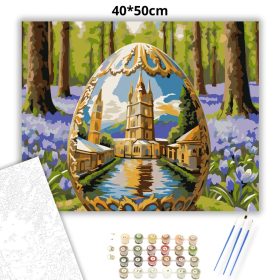 Aranyló díszes tojás - számfestő készlet - Számfestő.hu - 40×50cm - Keret nélkül