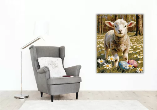 Margarétás bárányka - számfestő készlet - Számfestő.hu - 50×60cm - Keret nélkül