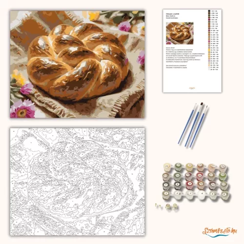 Húsvéti fonott kalács - számfestő készlet - Számfestő.hu - 50×60cm - Keret nélkül