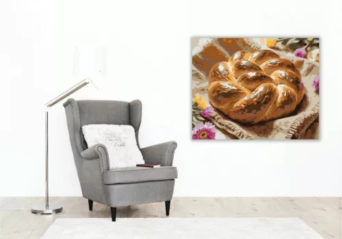 Húsvéti fonott kalács - számfestő készlet - Számfestő.hu - 60×70cm - Keret nélkül