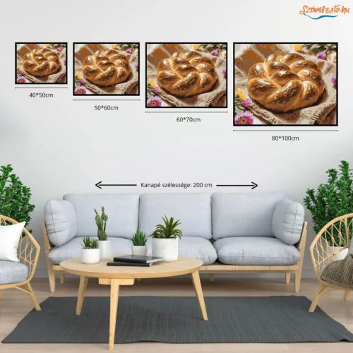 Húsvéti fonott kalács - számfestő készlet - Számfestő.hu - 40×50cm - Keret nélkül