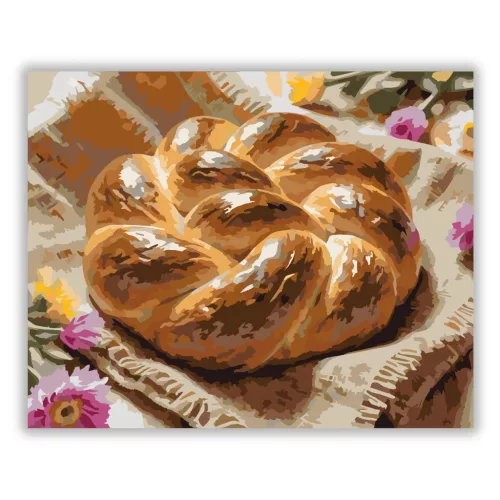 Húsvéti fonott kalács - számfestő készlet - Számfestő.hu - 40×50cm - Keretre feszítve