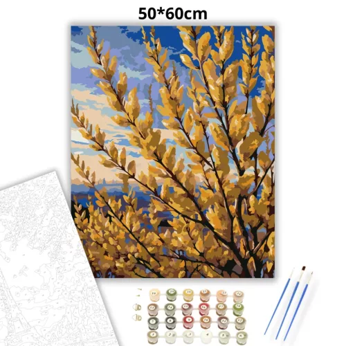 Alkonyi aranyvesszők - számfestő készlet - Számfestő.hu - 50×60cm - Keretre feszítve