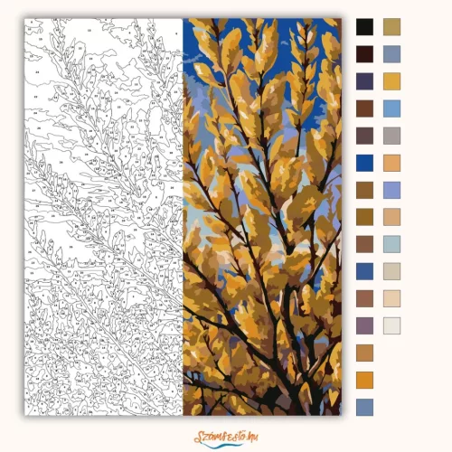 Alkonyi aranyvesszők - számfestő készlet - Számfestő.hu - 40×50cm - Keretre feszítve