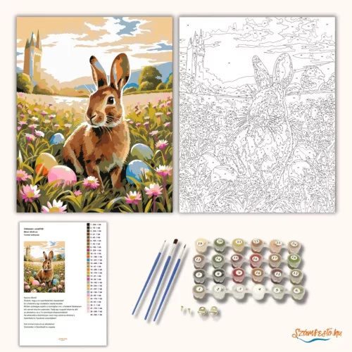 Tavaszi vadnyuszi - számfestő készlet - Számfestő.hu - 50×60cm - Keretre feszítve