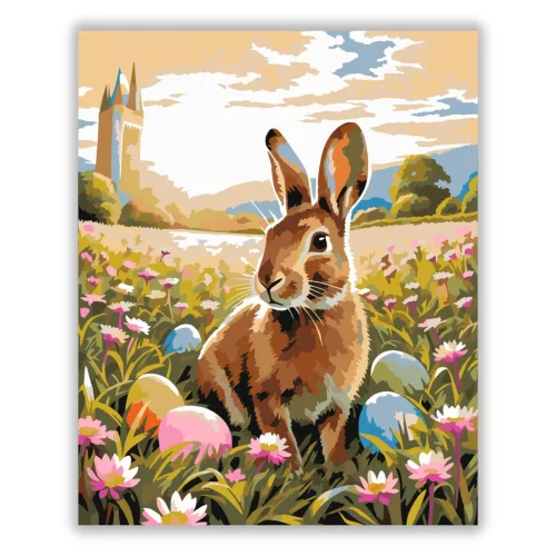 Tavaszi vadnyuszi - számfestő készlet - Számfestő.hu - 50×60cm - Keretre feszítve