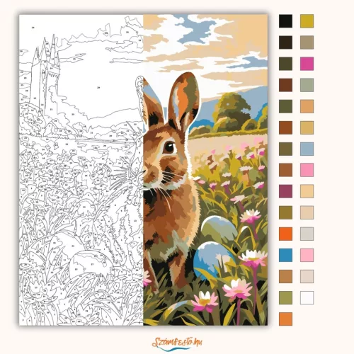Tavaszi vadnyuszi - számfestő készlet - Számfestő.hu - 60×70cm - Keret nélkül