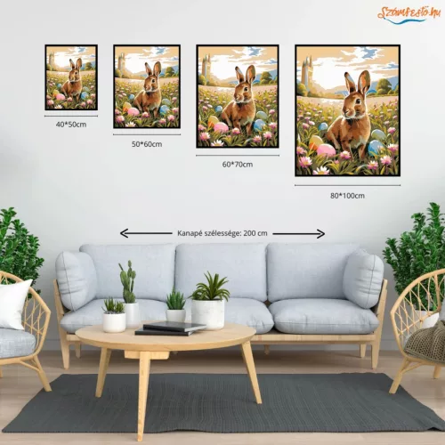 Tavaszi vadnyuszi - számfestő készlet - Számfestő.hu - 80×100cm - Keretre feszítve
