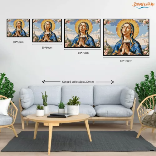 Szűz Mária tekintete - számfestő készlet - Számfestő.hu - 60×70cm - Keret nélkül