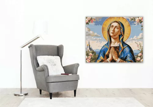 Szűz Mária tekintete - számfestő készlet - Számfestő.hu - 60×70cm - Keretre feszítve