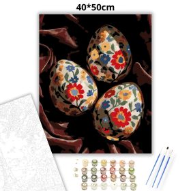 Népies hímes tojások - számfestő készlet - Számfestő.hu - 40×50cm - Keret nélkül