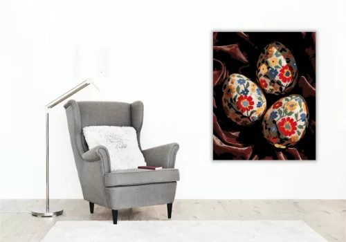 Népies hímes tojások - számfestő készlet - Számfestő.hu - 40×50cm - Keretre feszítve