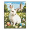 Tavaszi nyuszi a réten - számfestő készlet - Számfestő.hu - 80×100cm - Keretre feszítve