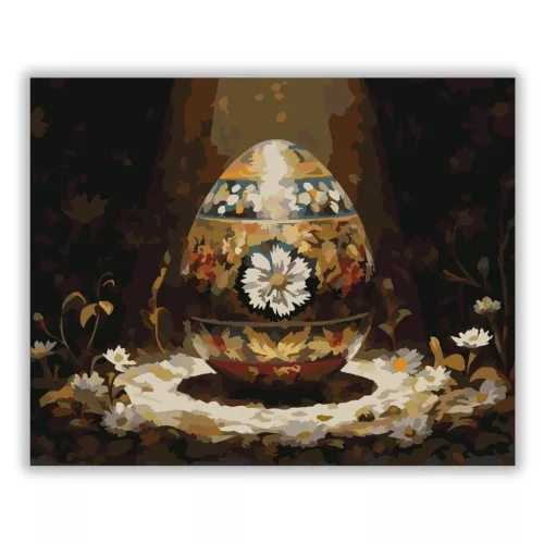 Ünnepi hímes tojás - számfestő készlet - Számfestő.hu - 60×70cm - Keretre feszítve