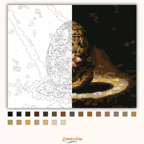 Aranyozott hímes tojás - számfestő készlet - Számfestő.hu - 50×60cm - Keret nélkül