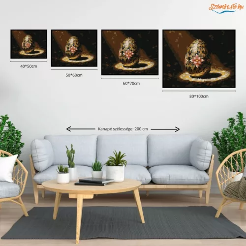 Aranyozott hímes tojás - számfestő készlet - Számfestő.hu - 60×70cm - Keret nélkül