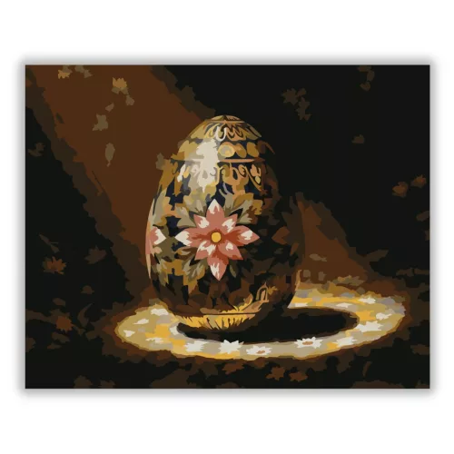 Aranyozott hímes tojás - számfestő készlet - Számfestő.hu - 60×70cm - Keretre feszítve