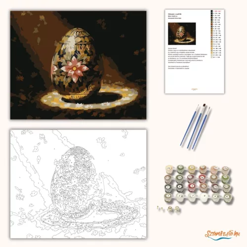 Aranyozott hímes tojás - számfestő készlet - Számfestő.hu - 80×100cm - Keret nélkül