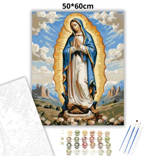 Aranyfényű Mária - számfestő készlet - Számfestő.hu - 50×60cm - Keretre feszítve