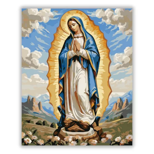 Aranyfényű Mária - számfestő készlet - Számfestő.hu - 50×60cm - Keretre feszítve