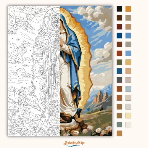 Aranyfényű Mária - számfestő készlet - Számfestő.hu - 60×70cm - Keretre feszítve