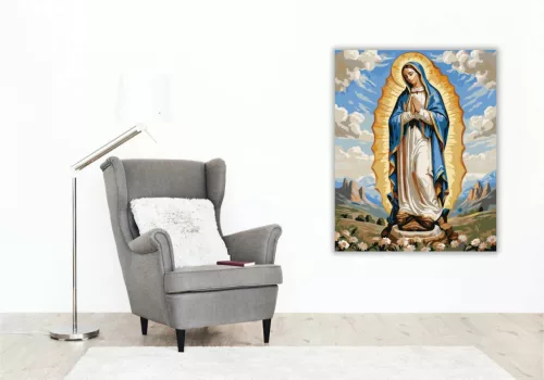 Aranyfényű Mária - számfestő készlet - Számfestő.hu - 60×70cm - Keretre feszítve