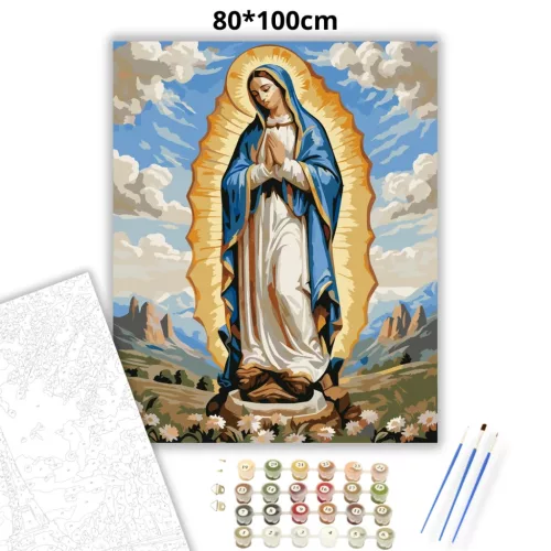 Aranyfényű Mária - számfestő készlet - Számfestő.hu - 80×100cm - Keretre feszítve