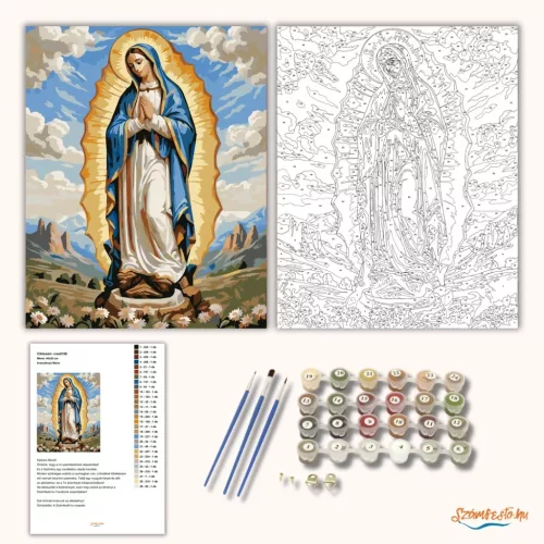 Aranyfényű Mária - számfestő készlet - Számfestő.hu - 80×100cm - Keret nélkül