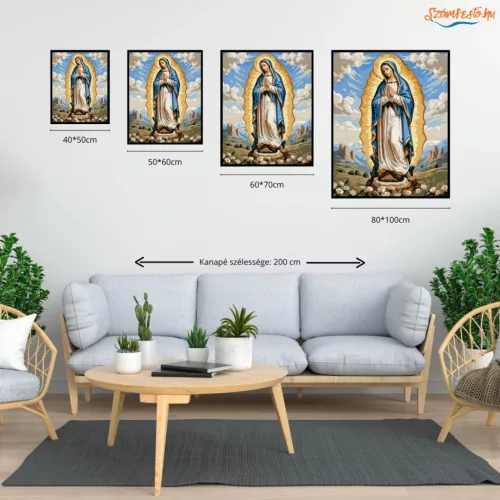 Aranyfényű Mária - számfestő készlet - Számfestő.hu - 40×50cm - Keretre feszítve