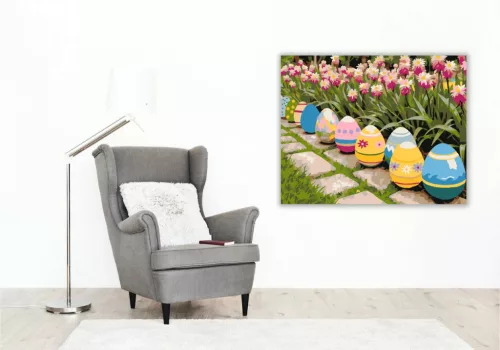 Tavaszi tojássor - számfestő készlet - Számfestő.hu - 50×60cm - Keret nélkül