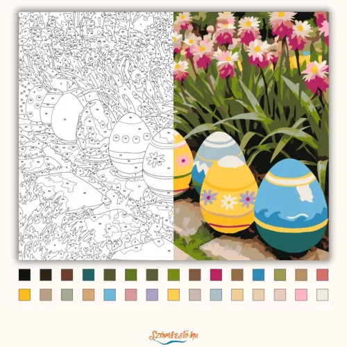 Tavaszi tojássor - számfestő készlet - Számfestő.hu - 60×70cm - Keret nélkül