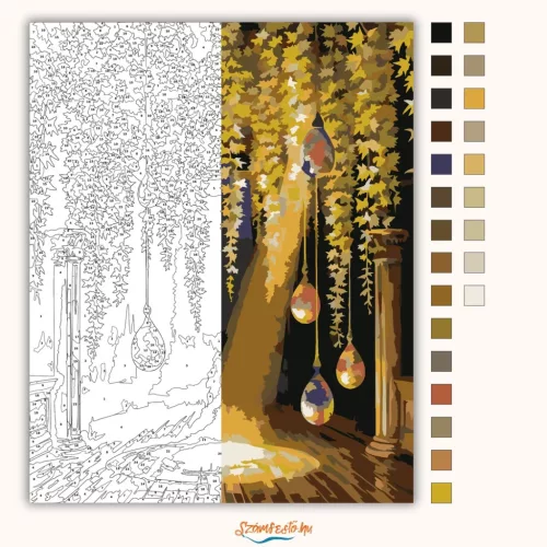 Ragyogó lombfüggöny - számfestő készlet - Számfestő.hu - 60×70cm - Keretre feszítve