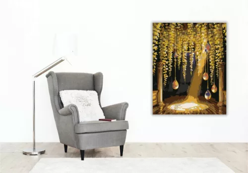 Ragyogó lombfüggöny - számfestő készlet - Számfestő.hu - 60×70cm - Keretre feszítve