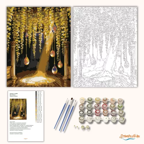 Ragyogó lombfüggöny - számfestő készlet - Számfestő.hu - 40×50cm - Keretre feszítve