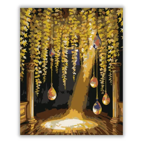 Ragyogó lombfüggöny - számfestő készlet - Számfestő.hu - 40×50cm - Keretre feszítve