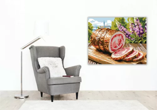 Tavaszi sonkaszeletek - számfestő készlet - Számfestő.hu - 60×70cm - Keretre feszítve