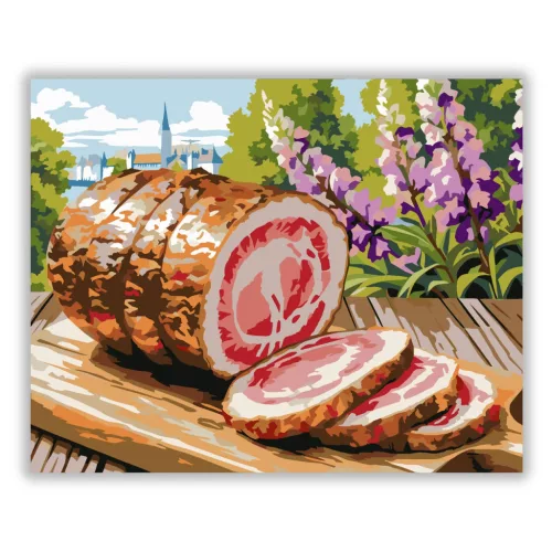 Tavaszi sonkaszeletek - számfestő készlet - Számfestő.hu - 80×100cm - Keretre feszítve